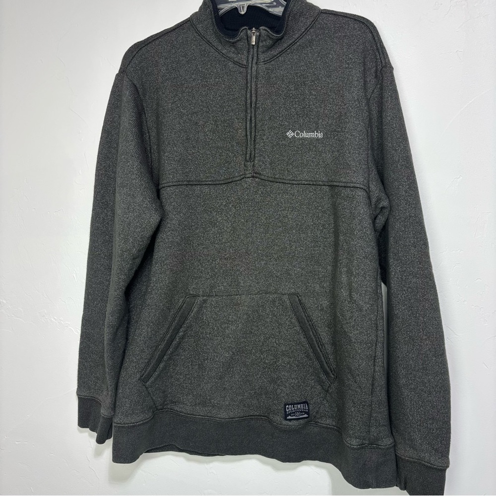 Columbia Men's Large Pullover 1/4 Zip Quarter Sweatshirt Jacket Gray Charcoal